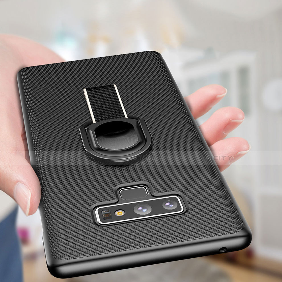 Custodia Plastica Rigida Opaca con Magnetico Anello Supporto per Samsung Galaxy Note 9 Nero