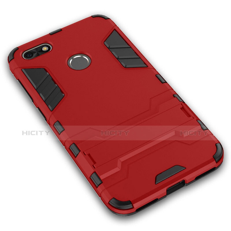 Custodia Plastica Rigida Opaca con Supporto per Huawei Enjoy 7 Rosso