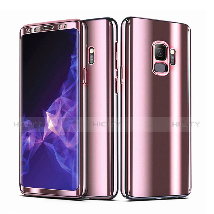 Custodia Plastica Rigida Opaca Cover Fronte e Retro 360 Gradi per Samsung Galaxy S9 Oro Rosa