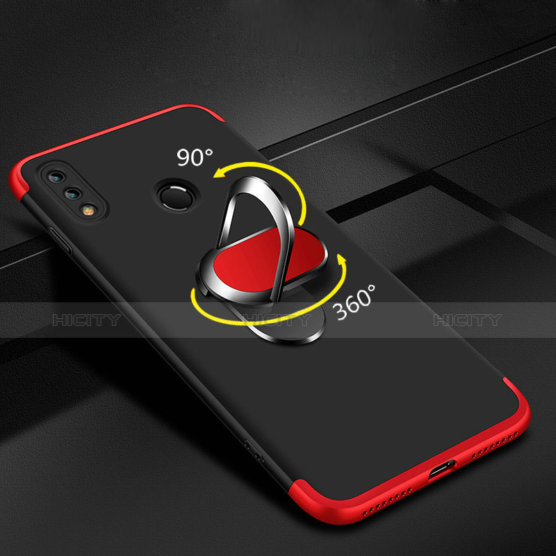 Custodia Plastica Rigida Opaca Fronte e Retro 360 Gradi con Magnetico Anello Supporto per Huawei Enjoy 9 Plus Rosso e Nero