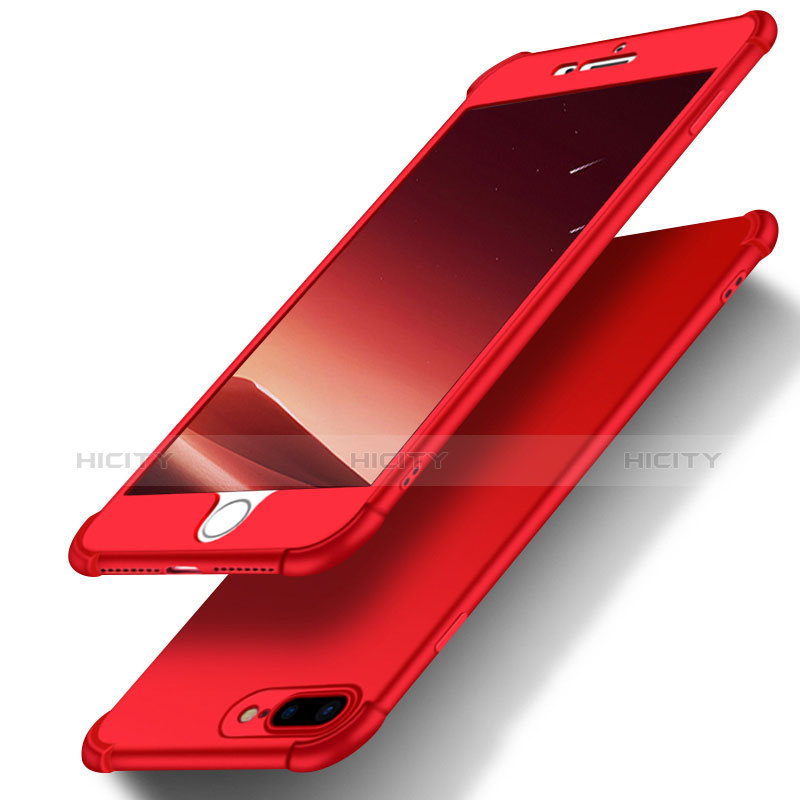 Custodia Plastica Rigida Opaca Fronte e Retro 360 Gradi D01 per Apple iPhone 7 Plus Rosso