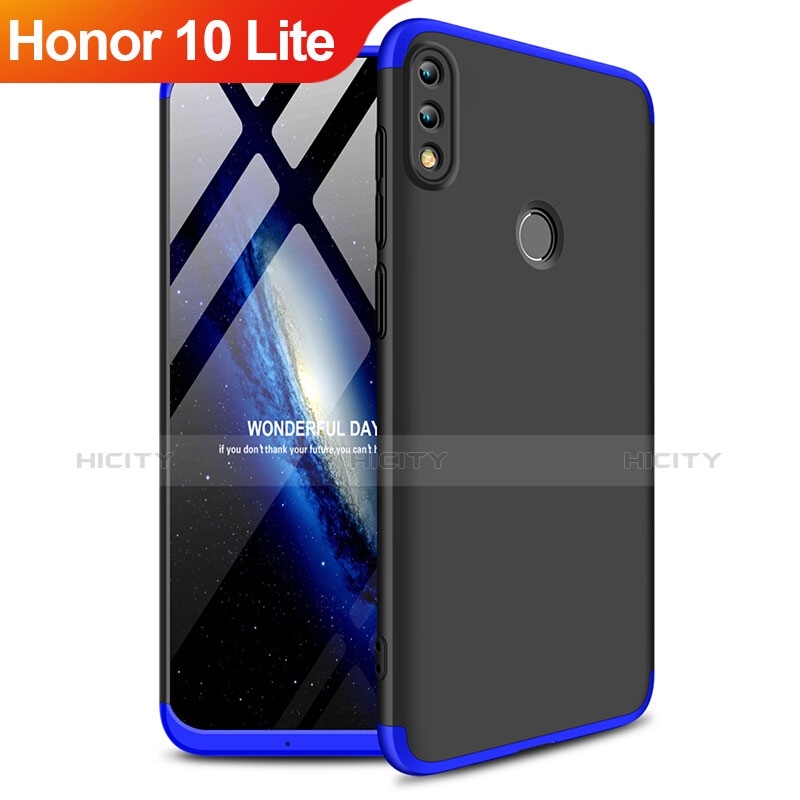 Custodia Plastica Rigida Opaca Fronte e Retro 360 Gradi per Huawei Honor 10 Lite Blu e Nero