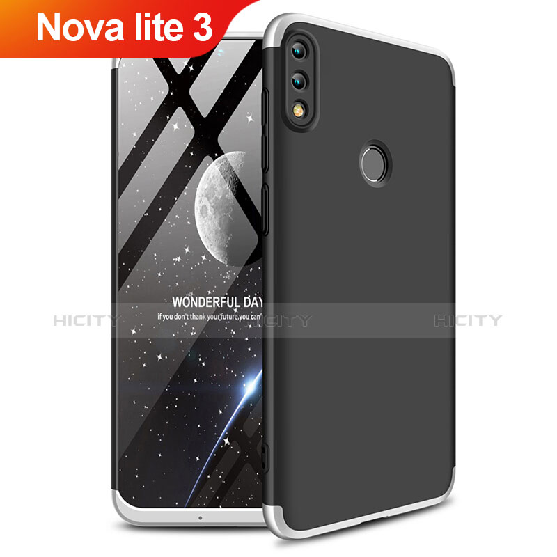 Custodia Plastica Rigida Opaca Fronte e Retro 360 Gradi Q01 per Huawei Nova Lite 3 Argento