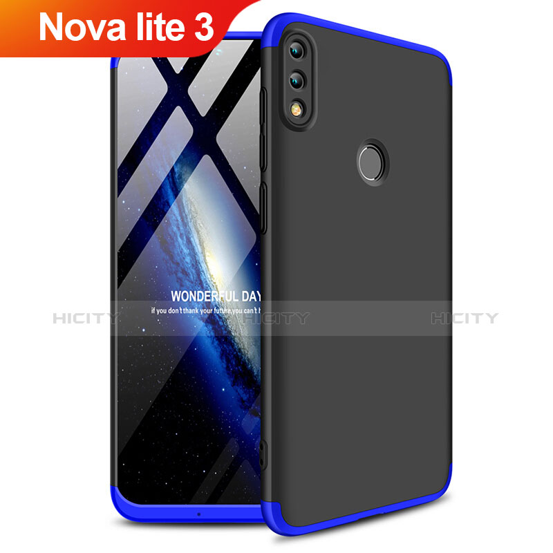 Custodia Plastica Rigida Opaca Fronte e Retro 360 Gradi Q01 per Huawei Nova Lite 3 Blu e Nero