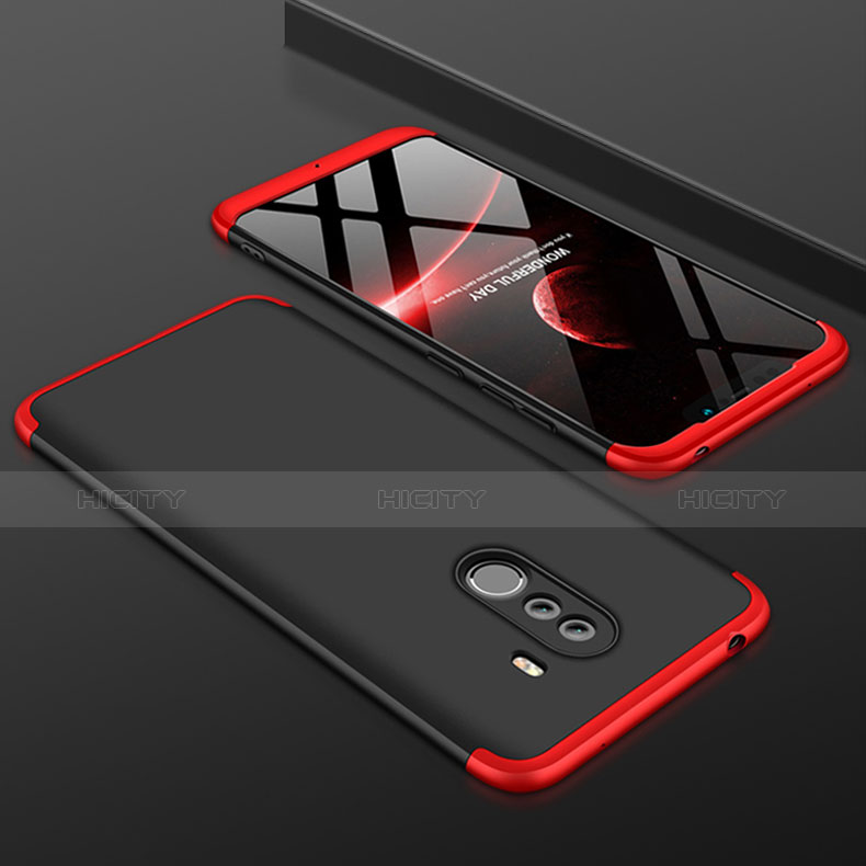 Custodia Plastica Rigida Opaca Fronte e Retro 360 Gradi Q03 per Xiaomi Pocophone F1 Rosso e Nero