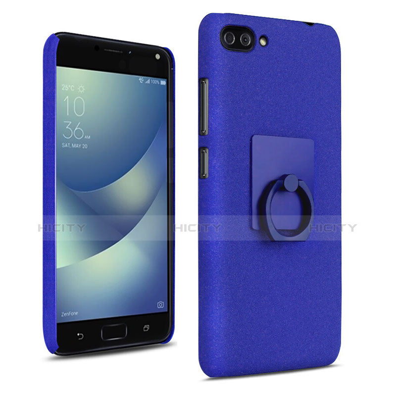 Custodia Plastica Rigida Sabbie Mobili con Anello Supporto per Asus Zenfone 4 Max ZC554KL Blu