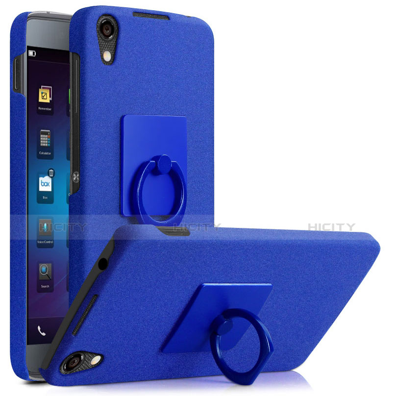 Custodia Plastica Rigida Sabbie Mobili con Anello Supporto per Blackberry DTEK50 Blu