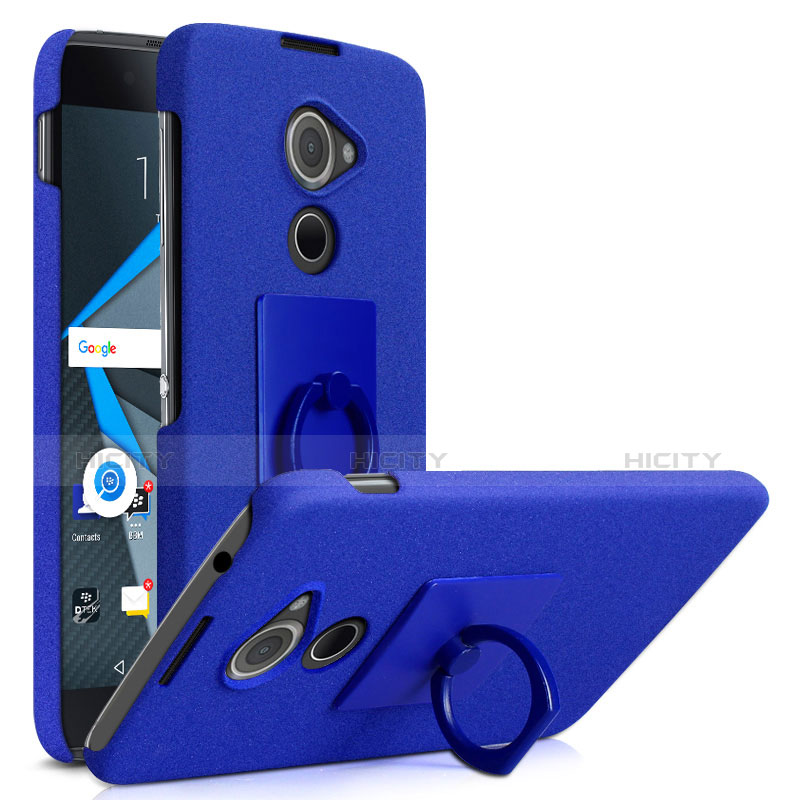 Custodia Plastica Rigida Sabbie Mobili con Anello Supporto per Blackberry DTEK60 Blu