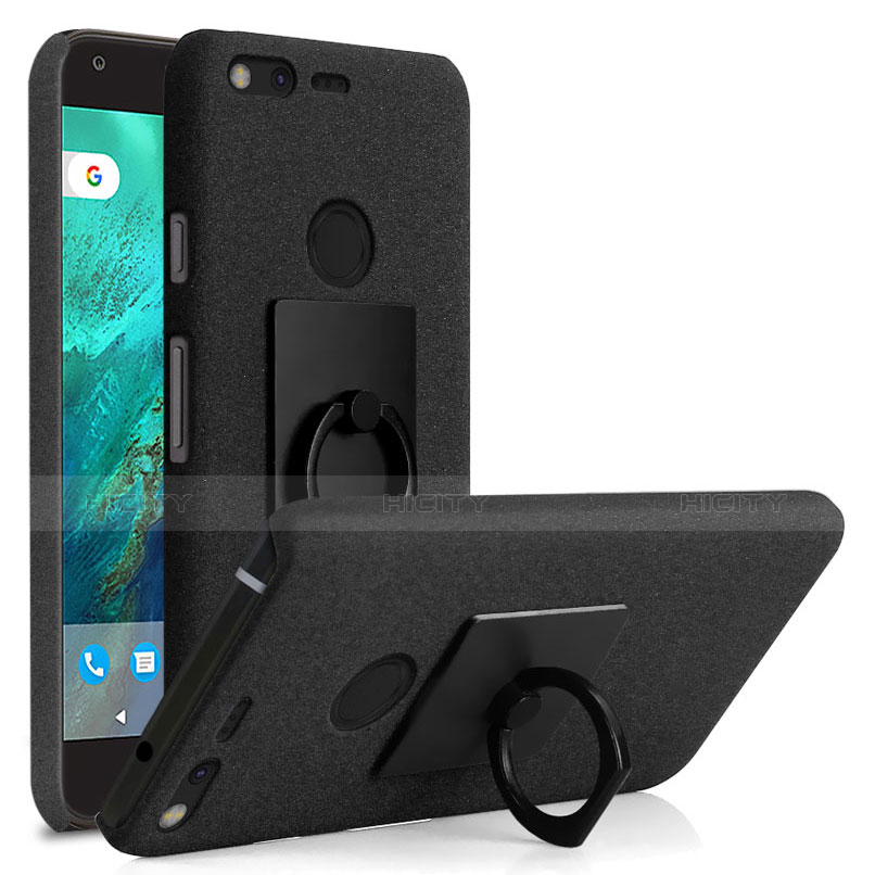 Custodia Plastica Rigida Sabbie Mobili con Anello Supporto per Google Pixel XL Nero