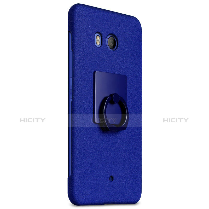 Custodia Plastica Rigida Sabbie Mobili con Anello Supporto per HTC U11 Blu