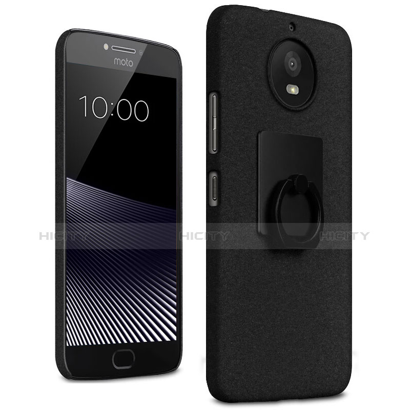 Custodia Plastica Rigida Sabbie Mobili con Anello Supporto per Motorola Moto G5S Nero