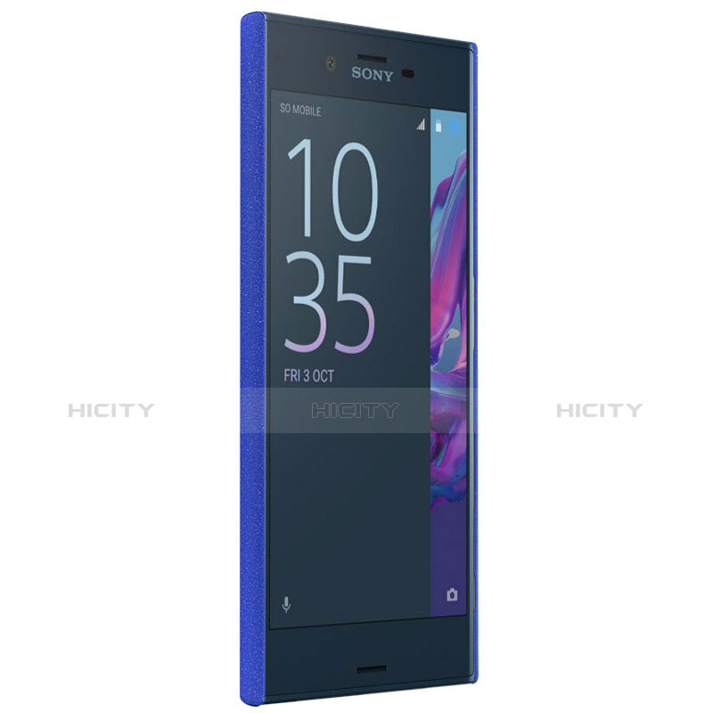 Custodia Plastica Rigida Sabbie Mobili con Anello Supporto per Sony Xperia XZs Blu