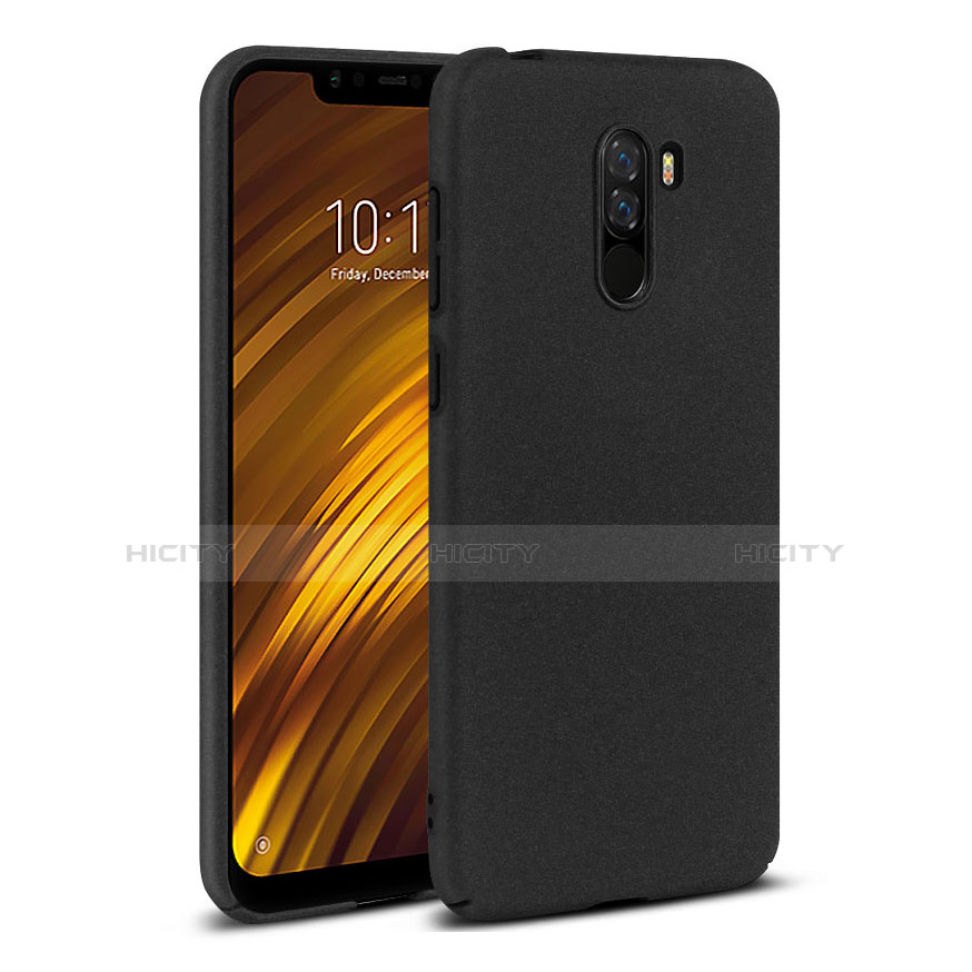 Custodia Plastica Rigida Sabbie Mobili con Anello Supporto per Xiaomi Pocophone F1 Nero