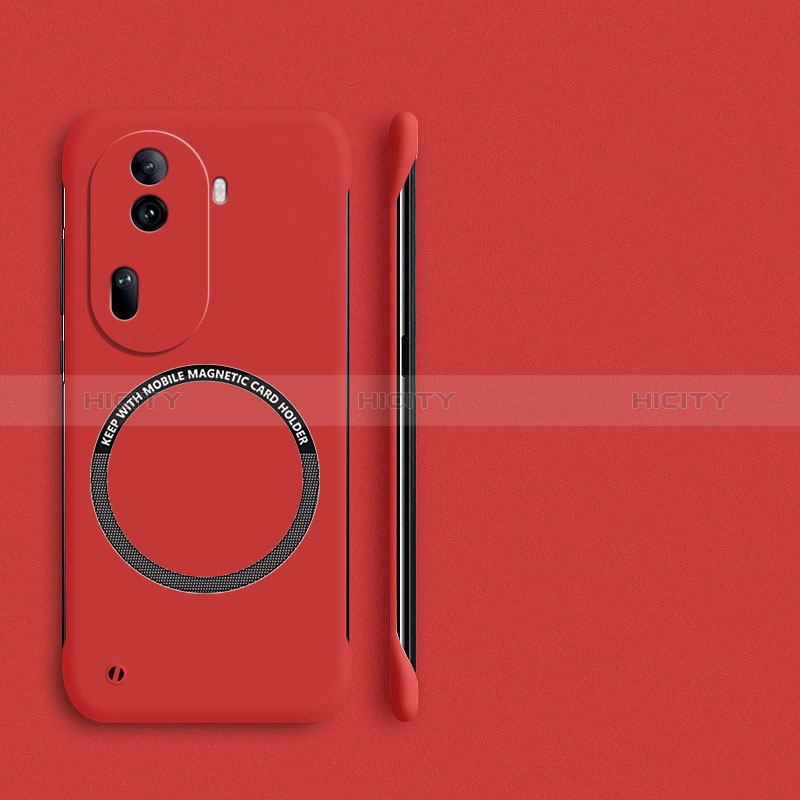 Custodia Plastica Rigida Senza Cornice Cover Opaca con Mag-Safe Magnetic per Oppo Reno11 Pro 5G Rosso