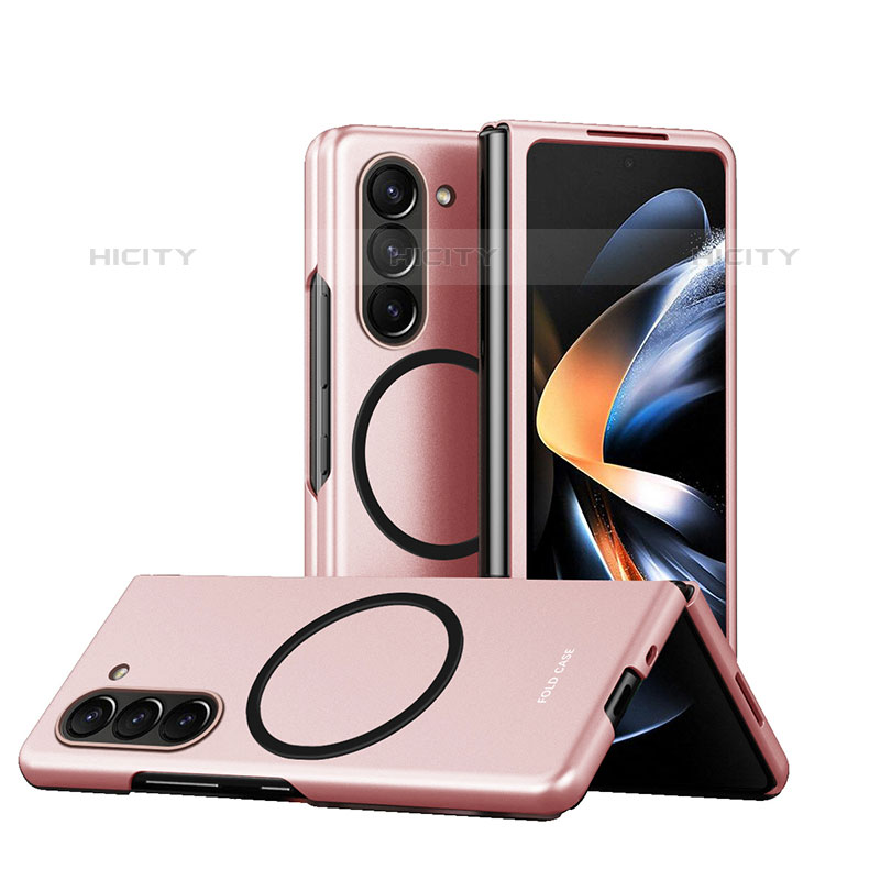 Custodia Plastica Rigida Senza Cornice Cover Opaca con Mag-Safe Magnetic QH1 per Samsung Galaxy Z Fold5 5G Oro Rosa