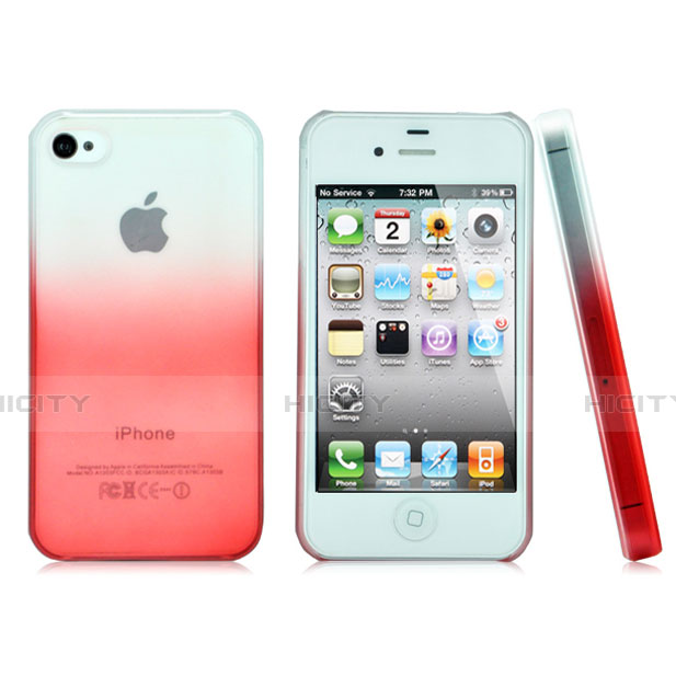 Custodia Plastica Trasparente Rigida Sfumato per Apple iPhone 4S Rosso