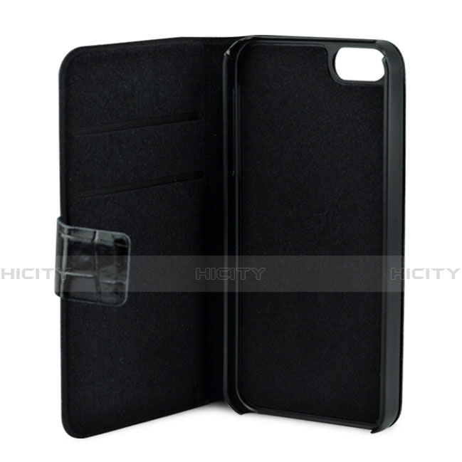 Custodia Portafoglio In Pelle con Stand Coccodrillo per Apple iPhone 5 Nero