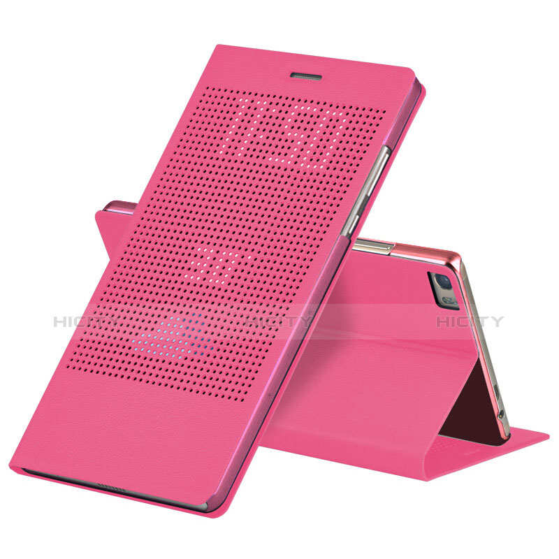 Custodia Portafoglio In Pelle con Stand L01 per Huawei Honor Note 8 Rosa Caldo