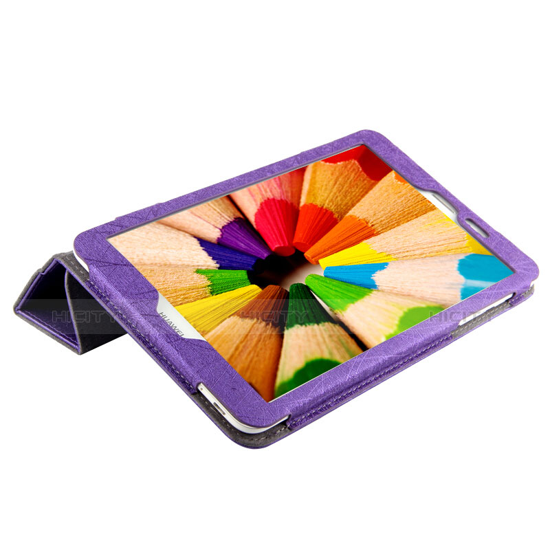 Custodia Portafoglio In Pelle con Stand L01 per Huawei Mediapad T1 7.0 T1-701 T1-701U Viola