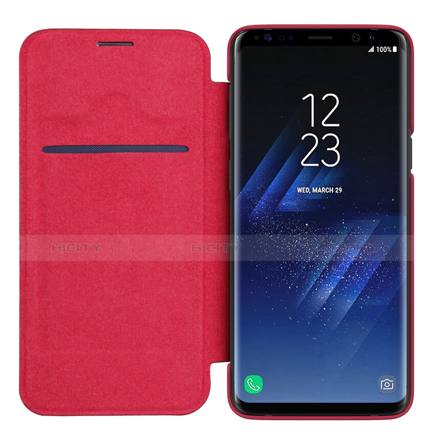 Custodia Portafoglio In Pelle con Stand L01 per Samsung Galaxy S9 Plus Rosso