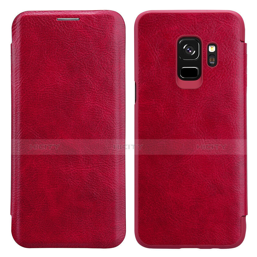 Custodia Portafoglio In Pelle con Stand L01 per Samsung Galaxy S9 Rosso