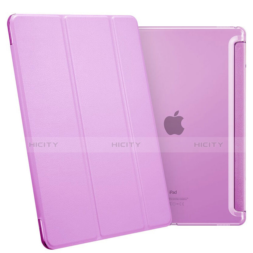 Custodia Portafoglio In Pelle con Stand L02 per Apple iPad Pro 12.9 Viola