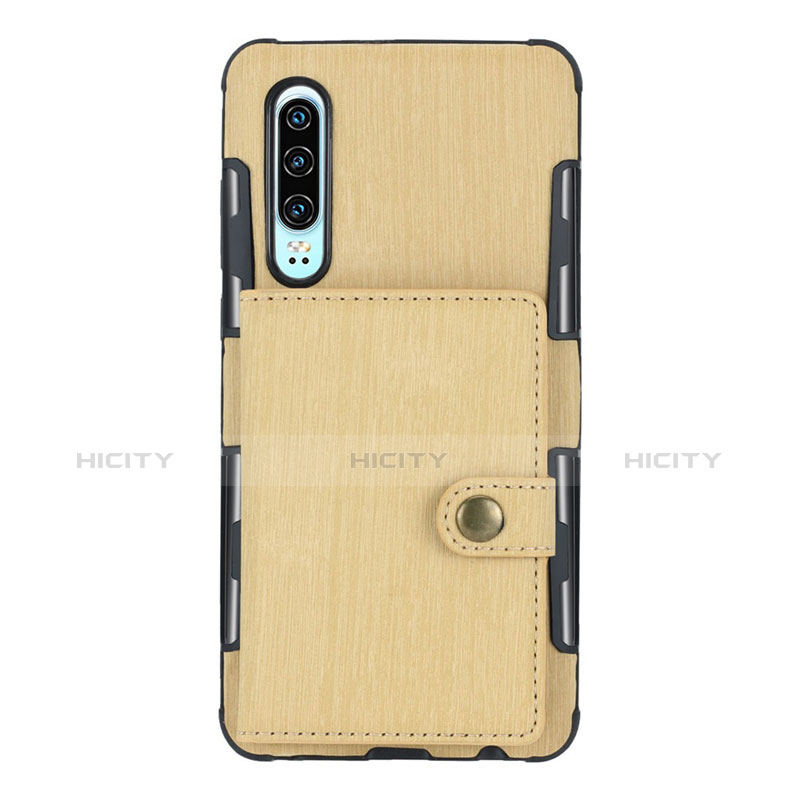 Custodia Portafoglio In Pelle con Stand L04 per Huawei P30 Oro