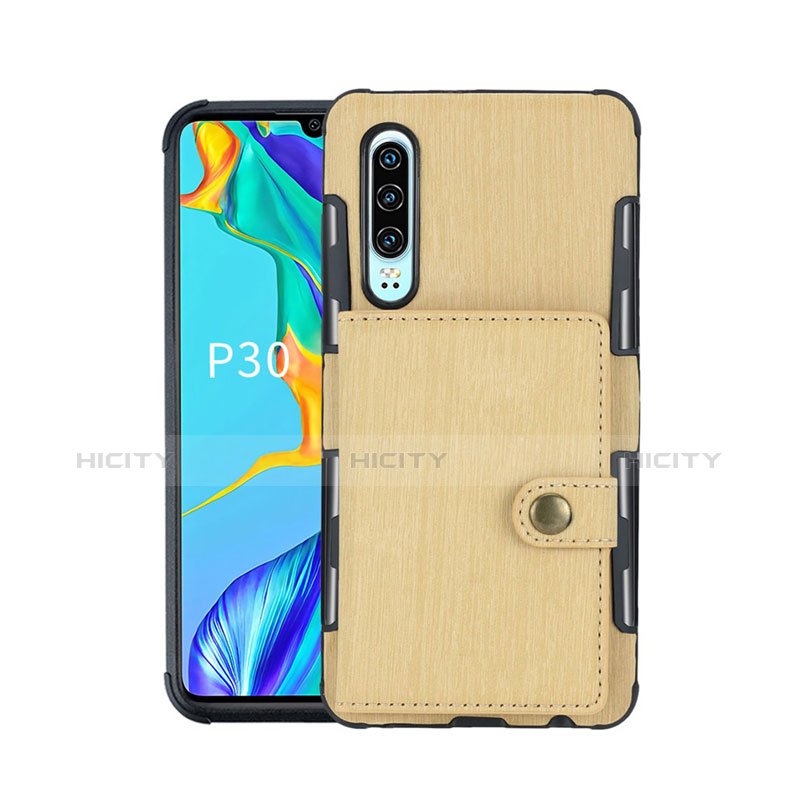 Custodia Portafoglio In Pelle con Stand L04 per Huawei P30 Oro