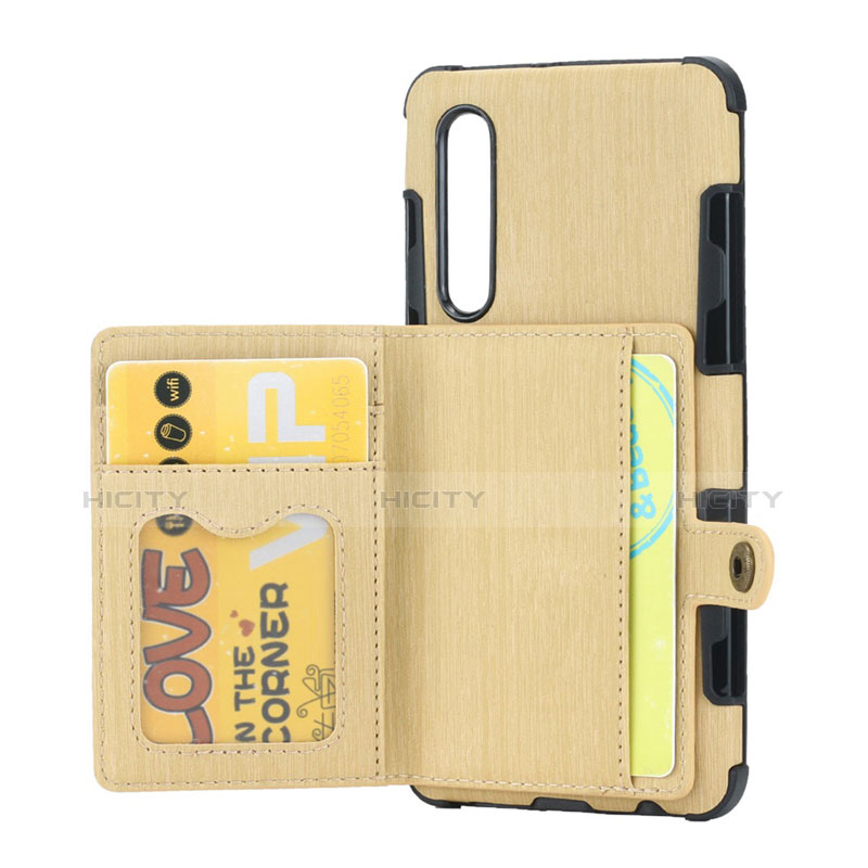 Custodia Portafoglio In Pelle con Stand L04 per Huawei P30 Oro