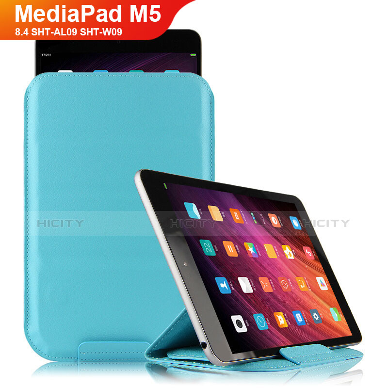 Custodia Portafoglio In Pelle con Stand L06 per Huawei MediaPad M5 8.4 SHT-AL09 SHT-W09 Cielo Blu