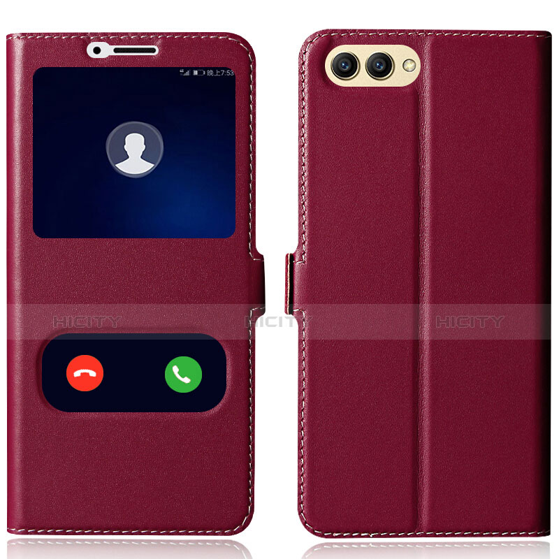 Custodia Portafoglio In Pelle con Stand per Huawei Honor View 10 Rosso