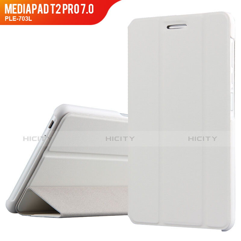 Custodia Portafoglio In Pelle con Stand per Huawei MediaPad T2 Pro 7.0 PLE-703L Bianco