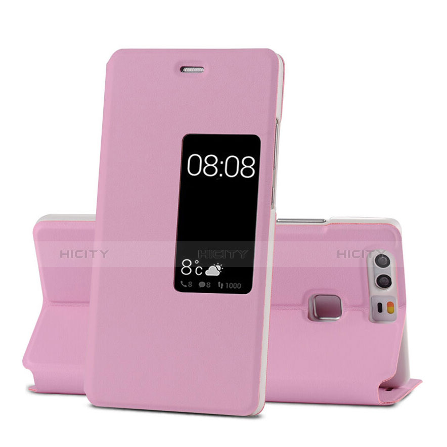 Custodia Portafoglio In Pelle con Stand per Huawei P9 Rosa