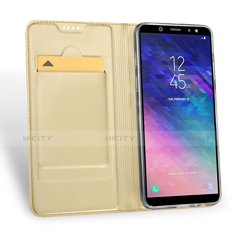 Custodia Portafoglio In Pelle con Stand per Samsung Galaxy A6 (2018) Dual SIM Oro