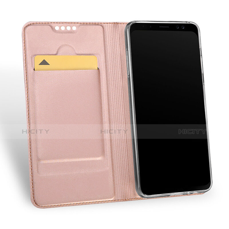 Custodia Portafoglio In Pelle con Stand per Samsung Galaxy A8 (2018) Duos A530F Oro Rosa