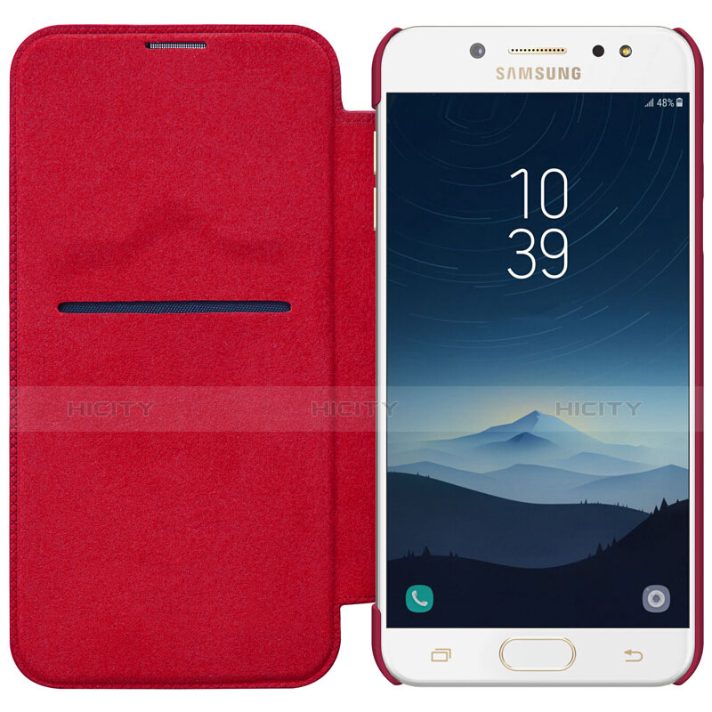 Custodia Portafoglio In Pelle con Stand per Samsung Galaxy J7 Plus Rosso