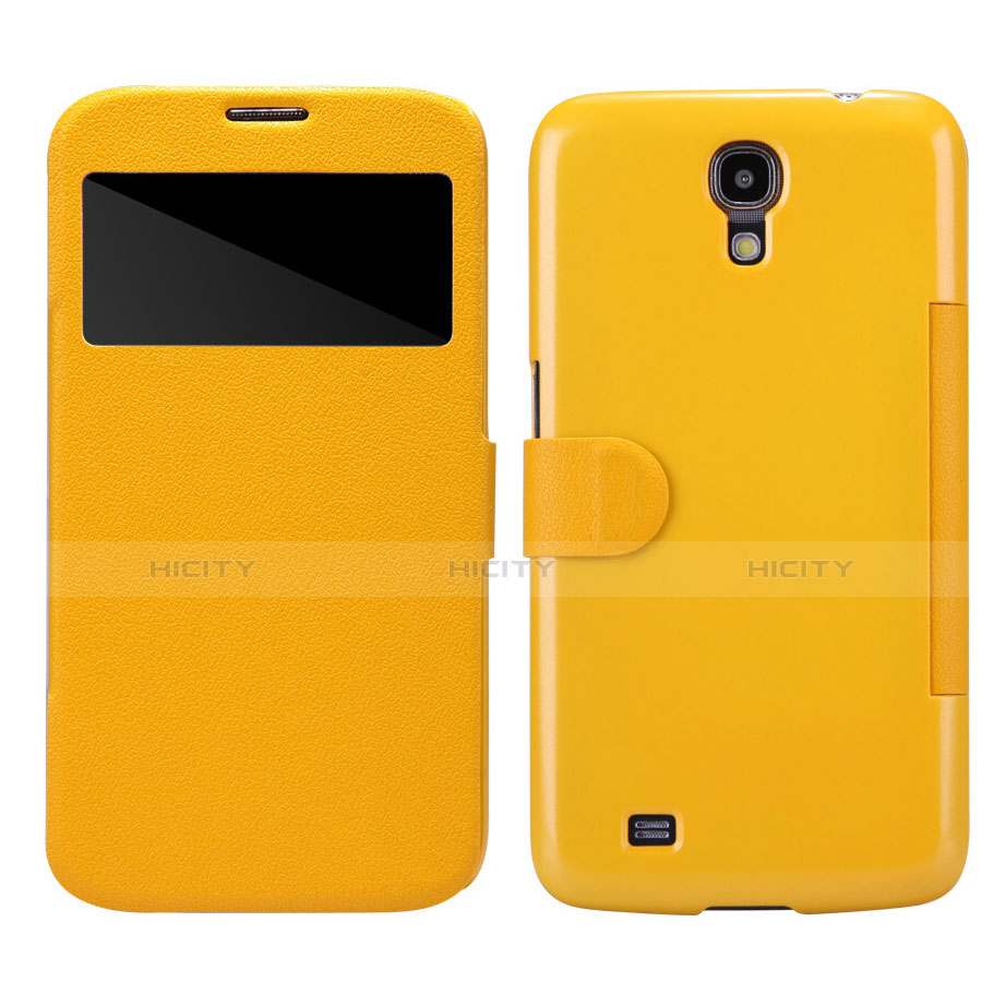 Custodia Portafoglio In Pelle con Stand per Samsung Galaxy Mega 6.3 i9200 i9205 Giallo