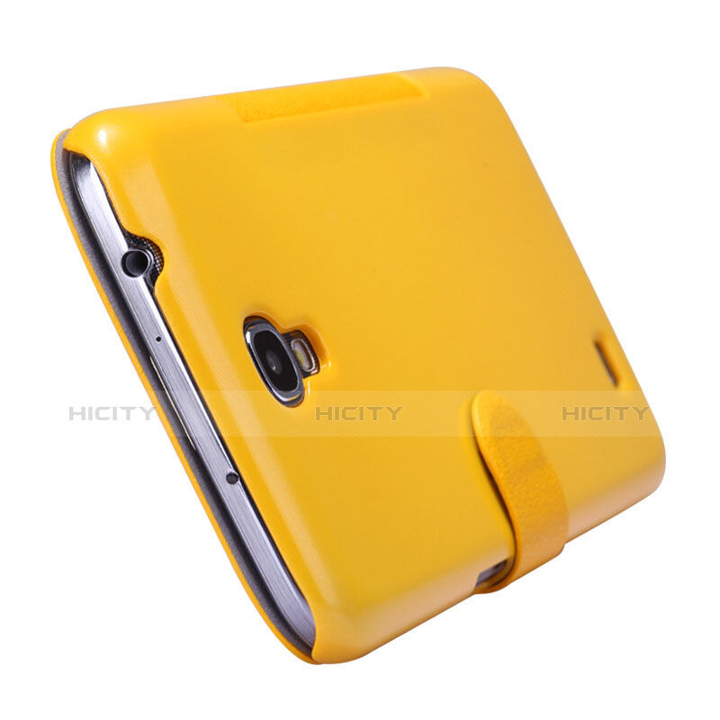 Custodia Portafoglio In Pelle con Stand per Samsung Galaxy Mega 6.3 i9200 i9205 Giallo