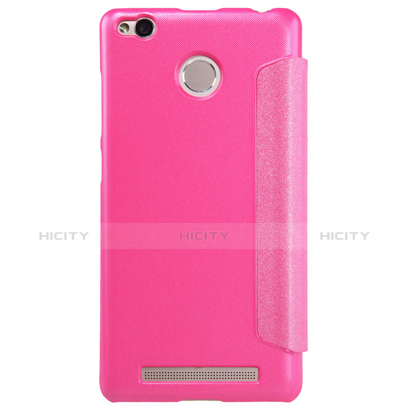 Custodia Portafoglio In Pelle con Stand per Xiaomi Redmi 3 High Edition Rosa Caldo