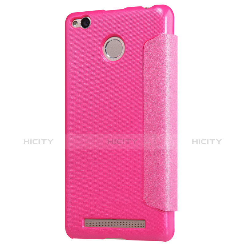 Custodia Portafoglio In Pelle con Stand per Xiaomi Redmi 3 High Edition Rosa Caldo