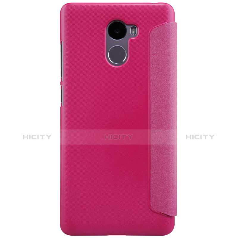 Custodia Portafoglio In Pelle con Stand per Xiaomi Redmi 4 Standard Edition Rosa Caldo