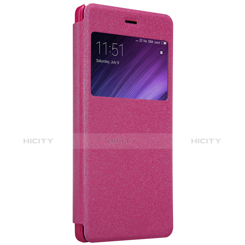 Custodia Portafoglio In Pelle con Stand per Xiaomi Redmi 4 Standard Edition Rosa Caldo