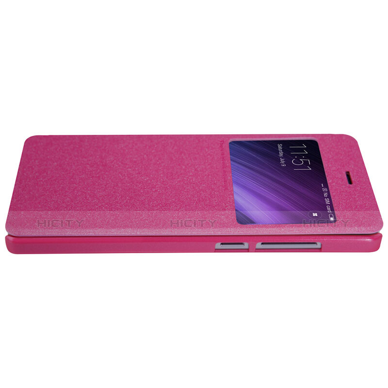 Custodia Portafoglio In Pelle con Stand per Xiaomi Redmi 4 Standard Edition Rosa Caldo