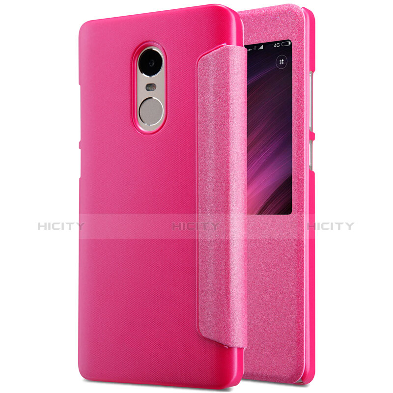 Custodia Portafoglio In Pelle con Stand per Xiaomi Redmi Note 4X Rosa Caldo