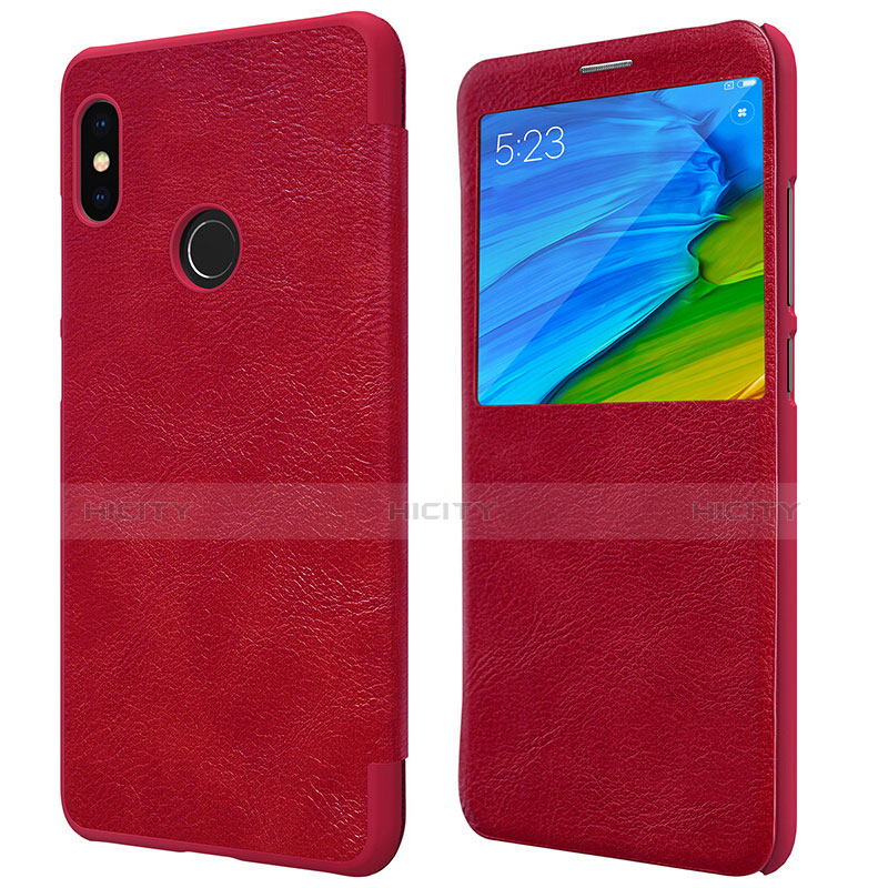 Custodia Portafoglio In Pelle con Stand per Xiaomi Redmi Note 5 Pro Rosso