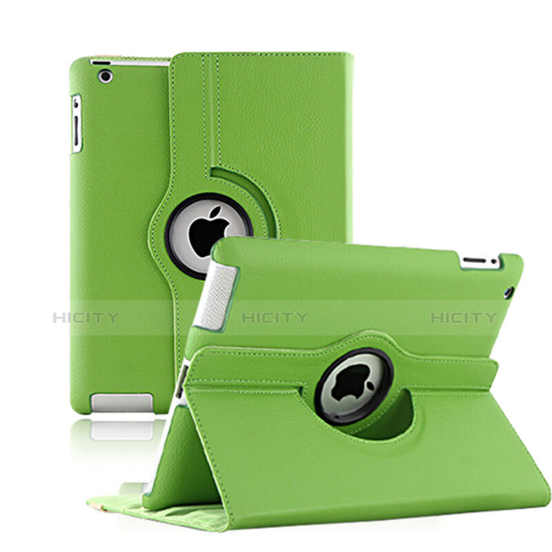 Custodia Portafoglio In Pelle con Stand Rotazione per Apple iPad 3 Verde