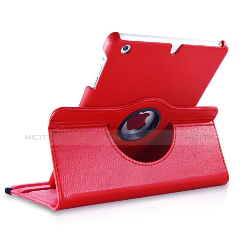 Custodia Portafoglio In Pelle con Stand Rotazione per Apple iPad Mini 3 Rosso