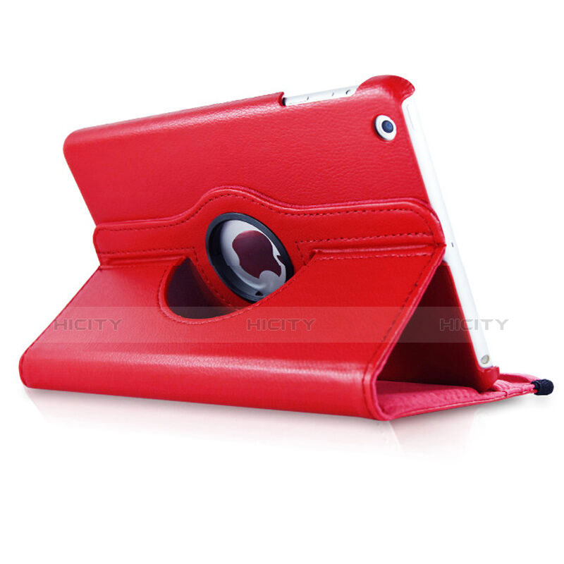 Custodia Portafoglio In Pelle con Stand Rotazione per Apple iPad Mini 3 Rosso