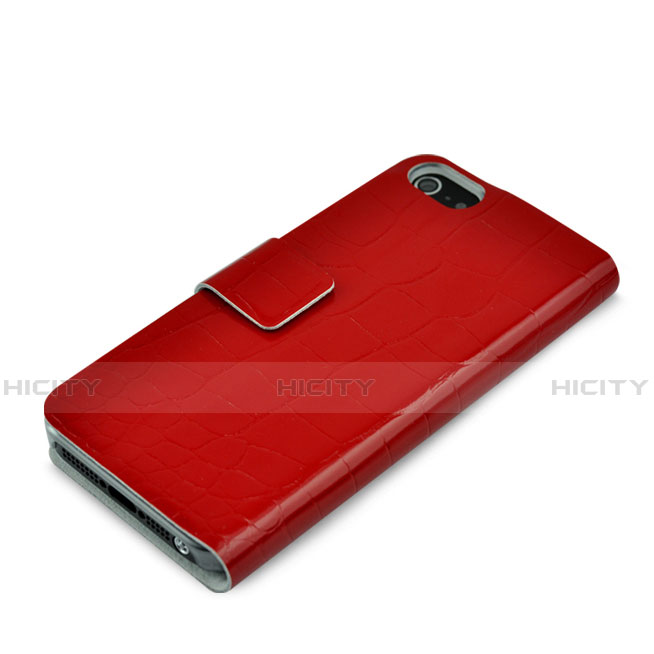 Custodia Portafoglio In Pelle con Supporto Coccodrillo per Apple iPhone SE Rosso