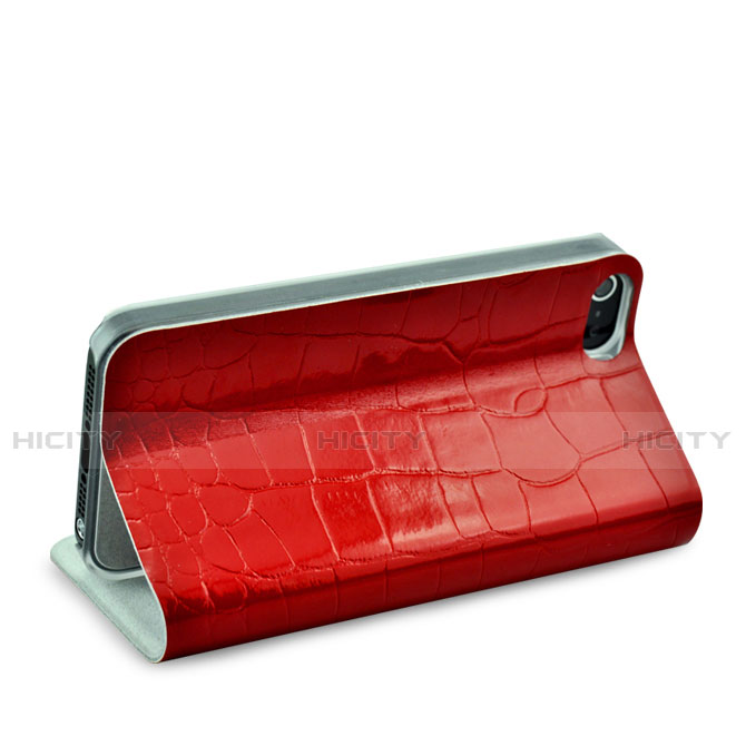 Custodia Portafoglio In Pelle con Supporto Coccodrillo per Apple iPhone SE Rosso